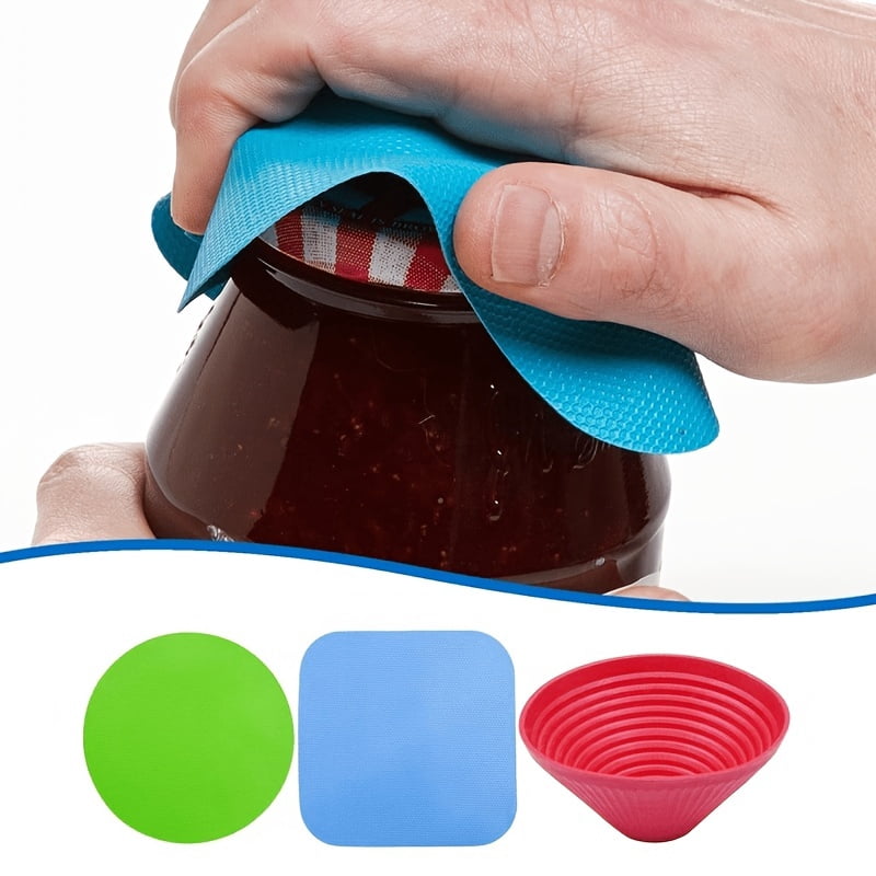 3PCS Multi functional rubber bottle opening mat, kitchen small tool to assist in opening cans, circular anti slip can opener