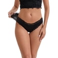 thumbnail image 4 of DARING DIVA Women's Lace Trim Cotton Ribbed Hipster Mid Waisted Panty S Black, 4 of 6