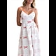 thumbnail image 3 of Vestido Bohemio de Verano 2025 para Mujer, Sin Mangas, con Estampado Floral y Fruncido Rojo XL, 3 of 8