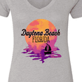 thumbnail image 4 of Inktastic Daytona Beach Florida Sunset Women's V-Neck T-Shirt, 4 of 5