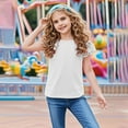 thumbnail image 2 of Girls Ruffle Sleeve Tops Cute Summer Clothes Crew Neck Solid Color Casual Dressy Tee Blouses 3-14 Years (13-14 Years, White), 2 of 7