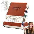 thumbnail image 2 of 2027 Planner, A5 Academic Planner, Weekly Monthly Planner 2027, PU Leather Hardcover Organizer, Appointment Book with Monthly Tabs, Daily Agenda Calendar for Work Life Organization, Orange, 2 of 5