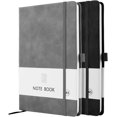 thumbnail image 1 of Cuaderno A5, paquete de 2 cuadernos A5 de 200 páginas, 100 g/m², cuaderno de tapa dura con marcapáginas, presilla para bolígrafo y cierre elástico, 1 of 4