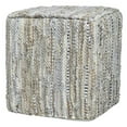 thumbnail image 2 of Beige Leather Pouf, 2 of 7