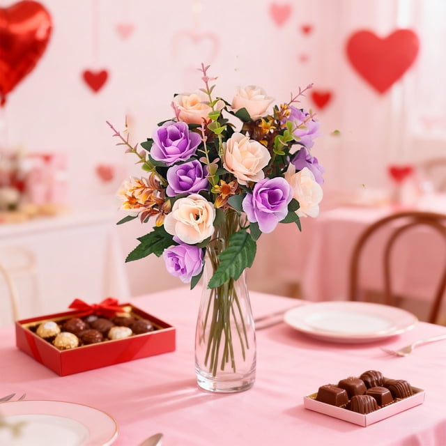 Polyester Artificial Rose Artificial Rose Bundle Plastic Silk Flower Wedding Decoration Multicolor Simulated Rose for Home Wedding Decorations and Centerpieces(1PCS) JASKFLY