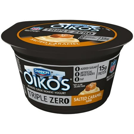 Dannon Oikos Triple Zero Salted Caramel Greek Yogurt, 5.3 oz - Walmart.com