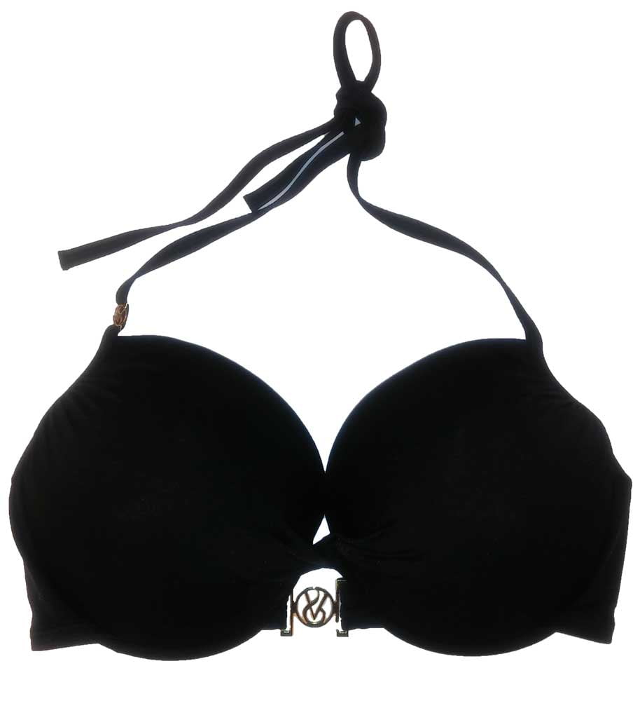 Victoria's Secret One Piece Swimsuit Bikini Top Halter Plunge Black