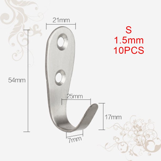 KDJ Stainless Steel Wall Mount Single Hook, Heavy Duty Rustproof Coat Hanger for Kitchen Bathroom Bedroom Living Room Office Hotel, 10 Pack Silver (S-1.5mm)
