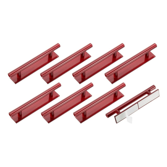 Uxcell 8 Pack Ayudante de empuje y tirón autoadhesivo, 6 pulgadas, mango adhesivo de plástico redondo para armarios de cocina, ventanas deslizantes, puertas de armario y vestidores (Rojo)