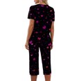 thumbnail image 5 of Women's Pajamas Set Soft V Neck Sleepwear Top and Capri Pj Lounge Sets Cartoon Heart Printed Nighty Plus Size, 5 of 7