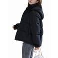 thumbnail image 3 of Women Puffer Jacket Winter Warm Coats Hooded Quilted Jackets with Removable Hood Black M, 3 of 8