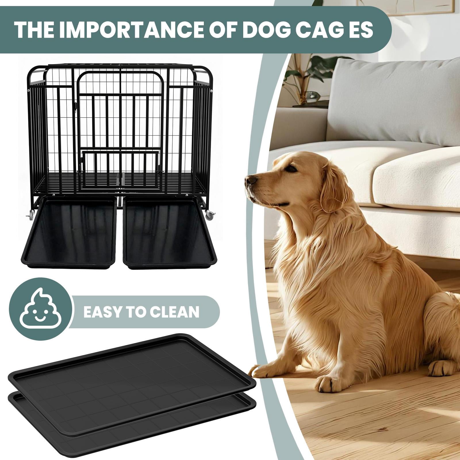 Tanfengu 42 inch Dog Crate with Removable Tray, Heavy Duty Pet Cage with Top & Front Door,Indoor Outdoor Kennel for Medium Dogs,Black