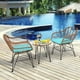 thumbnail image 2 of Costway Juego de 3 Piezas Muebles de Mimbre de Bistro de Conversación de Patio Mesa Redonda de Vidrio 2 Sillones Cojines para Jardín Piscina, 2 of 7