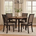 thumbnail image 5 of Benjara Jeremy 48" 5 PC Round Dining Table Set with Fabric Seat- Brown & Black, 5 of 7