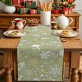 thumbnail image 4 of Christmas Green Cotton Linen Table Runner for Dining Kitchen, Xmas Winter Snowflakes New Year Holiday Wedding Outdoor Party Tablerunners Decoration, Dresser Scarf Coffee Tablecloth Runners 13"x90", 4 of 9