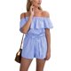 thumbnail image 5 of Guardurnaity Mono Sexy con hombros descubiertos para mujer, mono con volantes a rayas, pantalones cortos de playa, mameluco informal de verano Ropa interior, 5 of 6