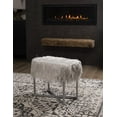 thumbnail image 2 of BirdRock Home Rectangular Grey Faux Fur Foot Stool Ottoman with Grey Legs, 2 of 7