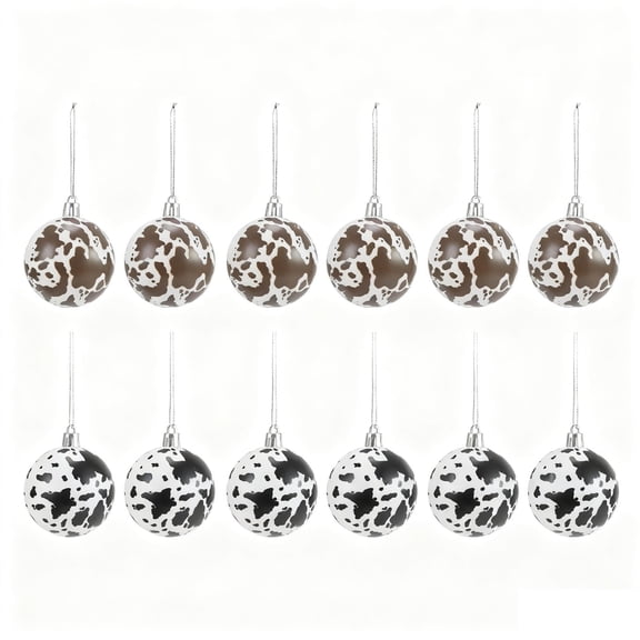 AYktou 12 Pcs Christmas Ball Christmas Decorations Set, 2.4 Inch Cow Color Collision Christmas Tree Hanging Ornaments, Christmas Tree Ball Macaron Hanging Pendant for Xmas Tree Birthday Holiday