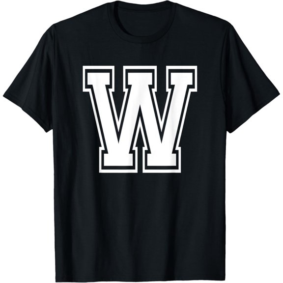 t-shirt Letter W Name Initial Varsity Alphabet Monogram T-Shirt mens,black,women,funny,journey,Crew Neck, Short Sleeve,custom clothing patterns.gift