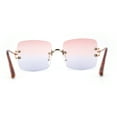 thumbnail image 2 of Womens Rimless Rectangle 90s Designer Sunglasses Gold Red Blue, 2 of 4