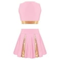 thumbnail image 2 of Yruioon Girls Cheer Leader Outfit Cheerleading School Uniform Letter Print Tank Top with Pleated Light Pink 14, 2 of 5