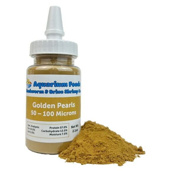 Aquatic Foods Inc. Golden Pearls 50-100 Microns for Tropical Fish Fry and Babies, for Corals, Anemones, Reef Tanks…2.1oz Squeeze Bottle