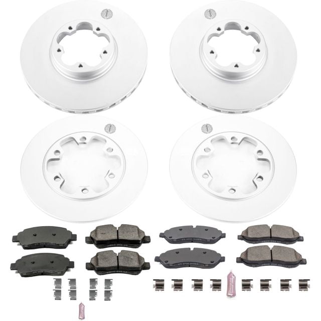 PowerStop Front and Rear Geomet Coated Brake Rotor and Pad Kit Fits: FORD Select Models CRK7234