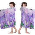 thumbnail image 4 of Urple Butterfly Flower Pattern Hooded Bath Towel，60"x35" for Ages 3 To 12 Kids, Quick Dry Lightweight Soft Microfiber Hood Beach Towel Cover Up for Kids, 4 of 7