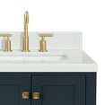 thumbnail image 2 of ARIEL Cambridge 36 Inch Midnight Blue Bathroom Vanity with Sink, Solid Wood, Carrara White Quartz Countertop, 1.5-Inch Edge, Right Rectangular Undermount Sink, 2 Soft Closing Doors, 5 Drawers, 2 of 10