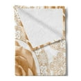 thumbnail image 2 of Floral Soft Flannel Fleece Throw Blanket, Rose Florets with Classic Graphic Lace Feminine Retro Oriental Motif, Cozy Plush for Indoor and Outdoor Use, 50" x 60", Sand Brown White, by Ambesonne, 2 of 5