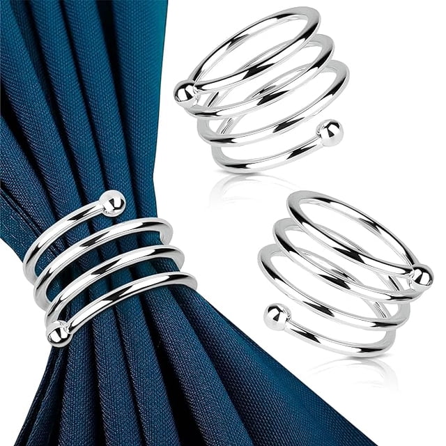 8 Pieces Silver Napkin Ring Set - Napkin Rings Bulk Fall Table Decoration Napkin Holder for Table Setting Decorative Napkin Holder - Ring Holder for Wedding Decoration Kitchen Table Decoration