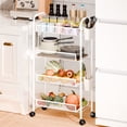 thumbnail image 4 of Thehsnt 5-Tier Rolling Storage Cart - 360° Spin Metal Wire Shelves with Locking Wheels, Space-Saving Organizer for Kitchen/Pantry/Bathroom, Rust-Resistant Black Shelving Unit, 4 of 13