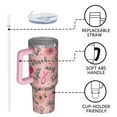 thumbnail image 4 of Pink Breast Cancer and Pioneer Flower Tumbler with Handle and Lid,40oz Double Wall Vacuum Insulated Tumbler,Cups Gift for Women and Men, 4 of 7