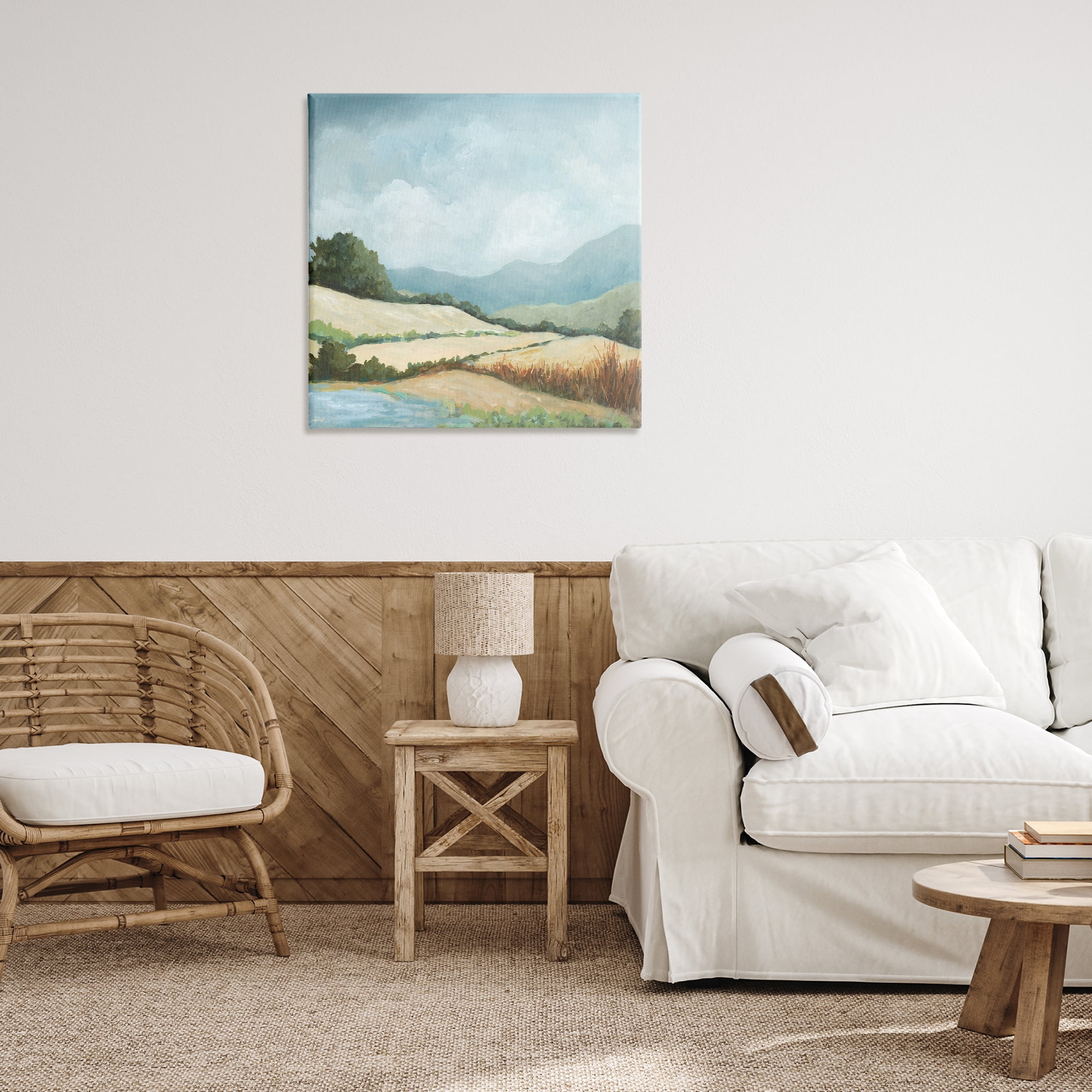 Stupell Industries Scenic Rural Hills Landscape & Nature Painting Wrapped Canvas Art Print Wall Art, 30 x 30