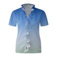 thumbnail image 5 of Tops de Mujer Elegantes Blusas Casuales Camisas Estampadas Manga Corta Cuello en V Fruncido Manga Larga Suelta Odeerbi ODB166041, 5 of 5