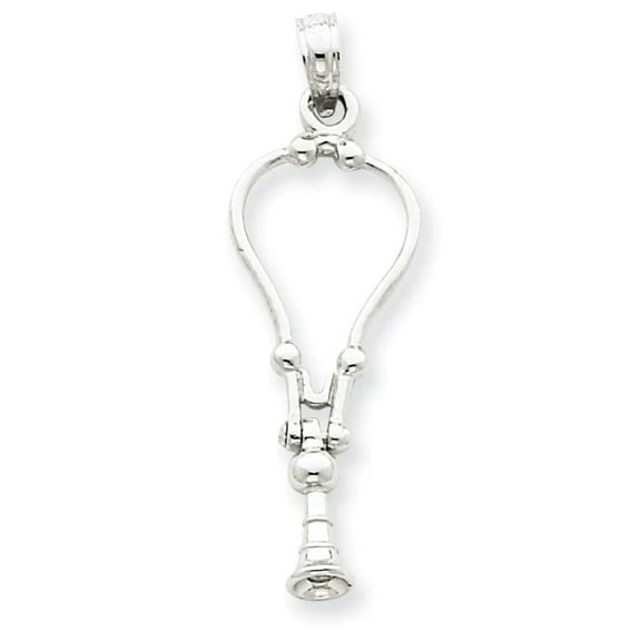 14k White Gold Solid Polished Finish Moveable 3-Dimensional Stethoscope Charm Pendant