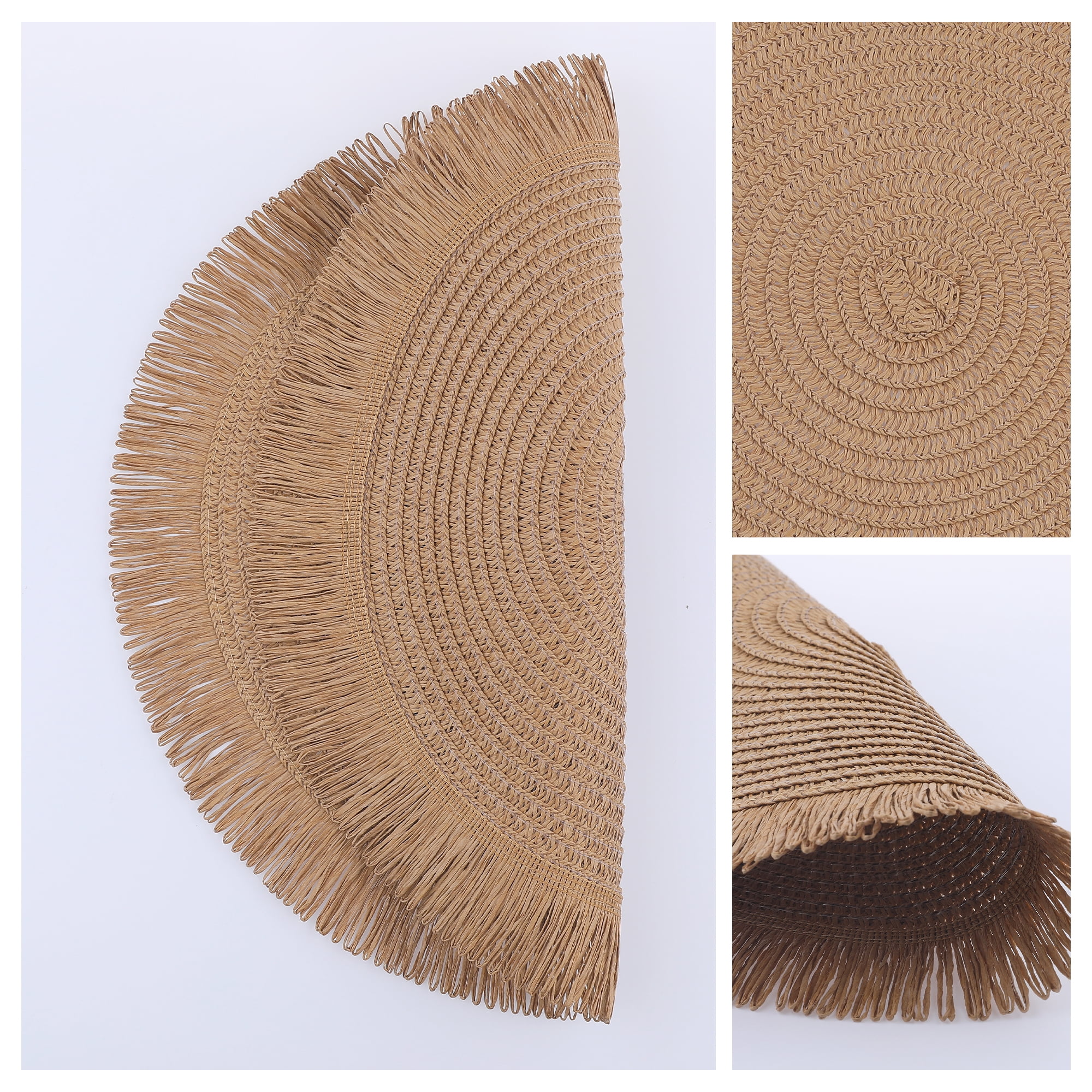 Unique Bargains Rustic Tassel Place Mats Set of 6 for Dining Table Decor Coffee 15"x15"