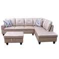 thumbnail image 2 of Mardelle 97" Wide Faux Leather 3 Pieces Right Facing Sofa Set With Ottoman, 2 of 5