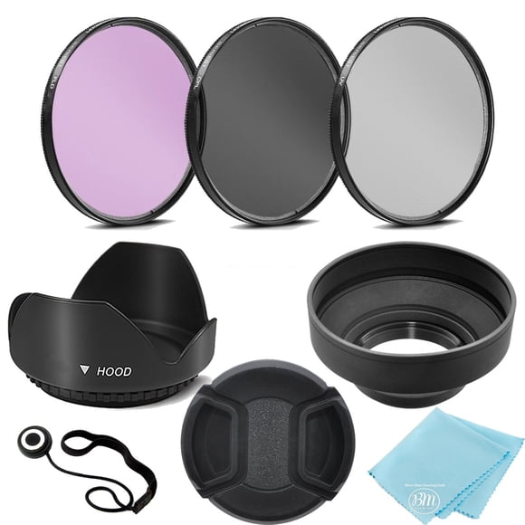 Kit de filtros Big Mike's de 3 piezas (UV-CPL-FLD) y capucha para lentes Tulip de 49 mm