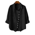 thumbnail image 4 of BXINGOHAI Button Down Shirts for Women Dress Shirts Cotton Long Sleeve Collared Blouse Work Business Casual Tops Black L, 4 of 6