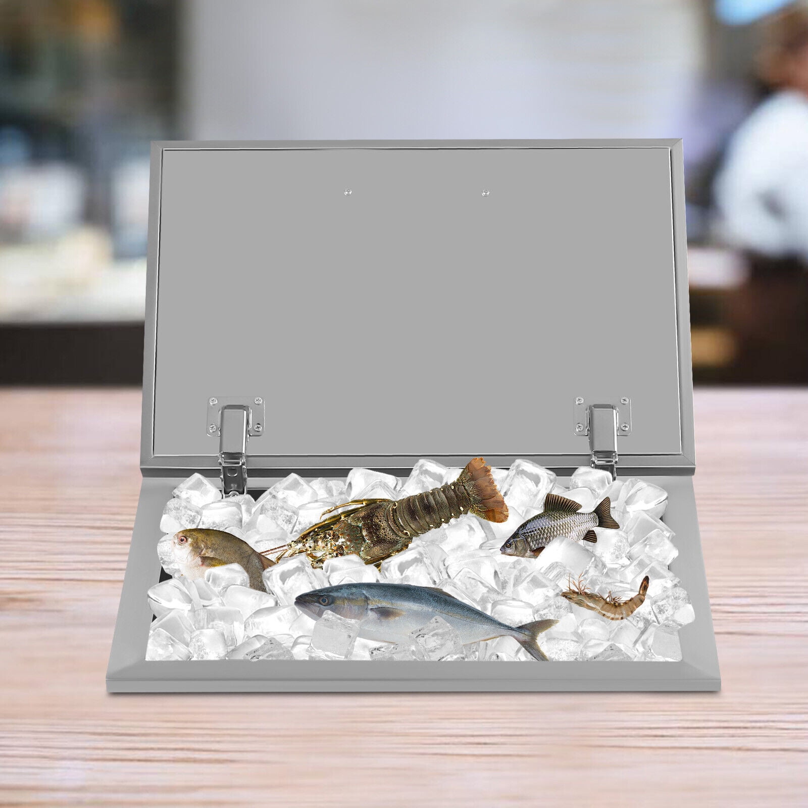 Drop in Ice Chest Stainless Steel Ice Cooler Outdoor Kitchen Bar Freestanding Ice Bin