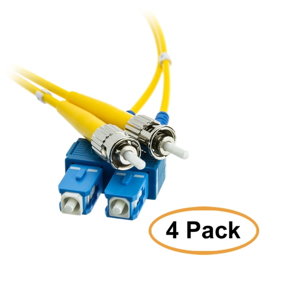 eDragon Fiber Optic Cable, SC/ST, Singlemode, Duplex, 9/125, 3 Meter (10 Foot), 4 Pack