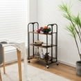 thumbnail image 4 of Gymax 3-Tier Folding Bar Cart Kitchen Serving Island Utility Cart Storage Shelves, 4 of 10