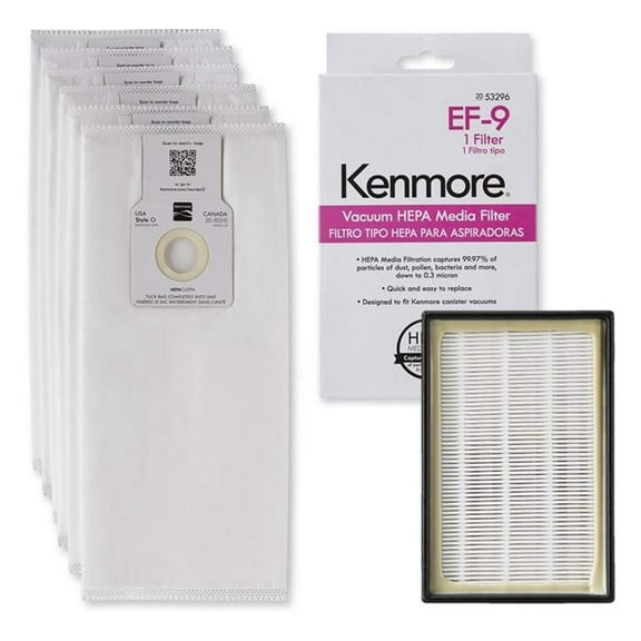 6 Kenmore O/U HEPA Bags 53294   1 Sears Kenmore EF-9 Filter 53296