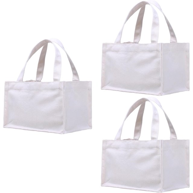 Small Canvas Tote Bags Personalized Mini Gift Bag DIY Crafts Blank Reuseable Tote Bags Bulk-10" x 7" x 6"