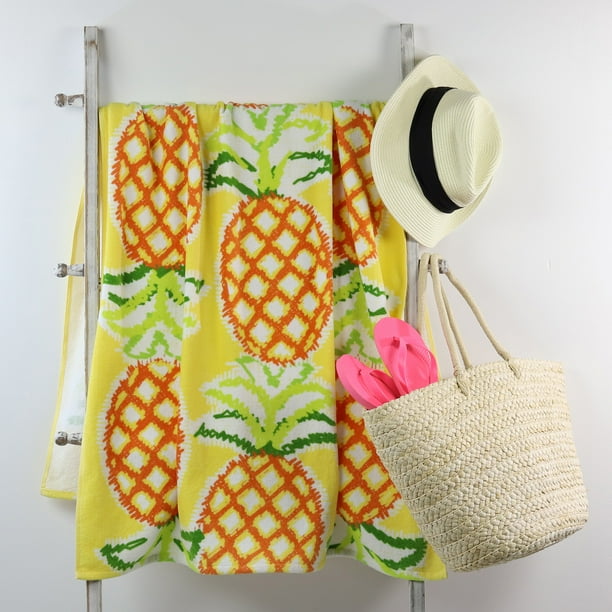 Mainstays Beach Towel, Pineapple Print