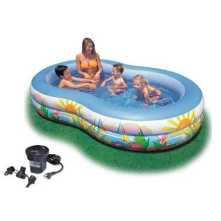 Swim Center Inflatable Paradise Seaside Kids Swimming Pool w/ Air Pump, Ideal for kids to beat the summer heat By