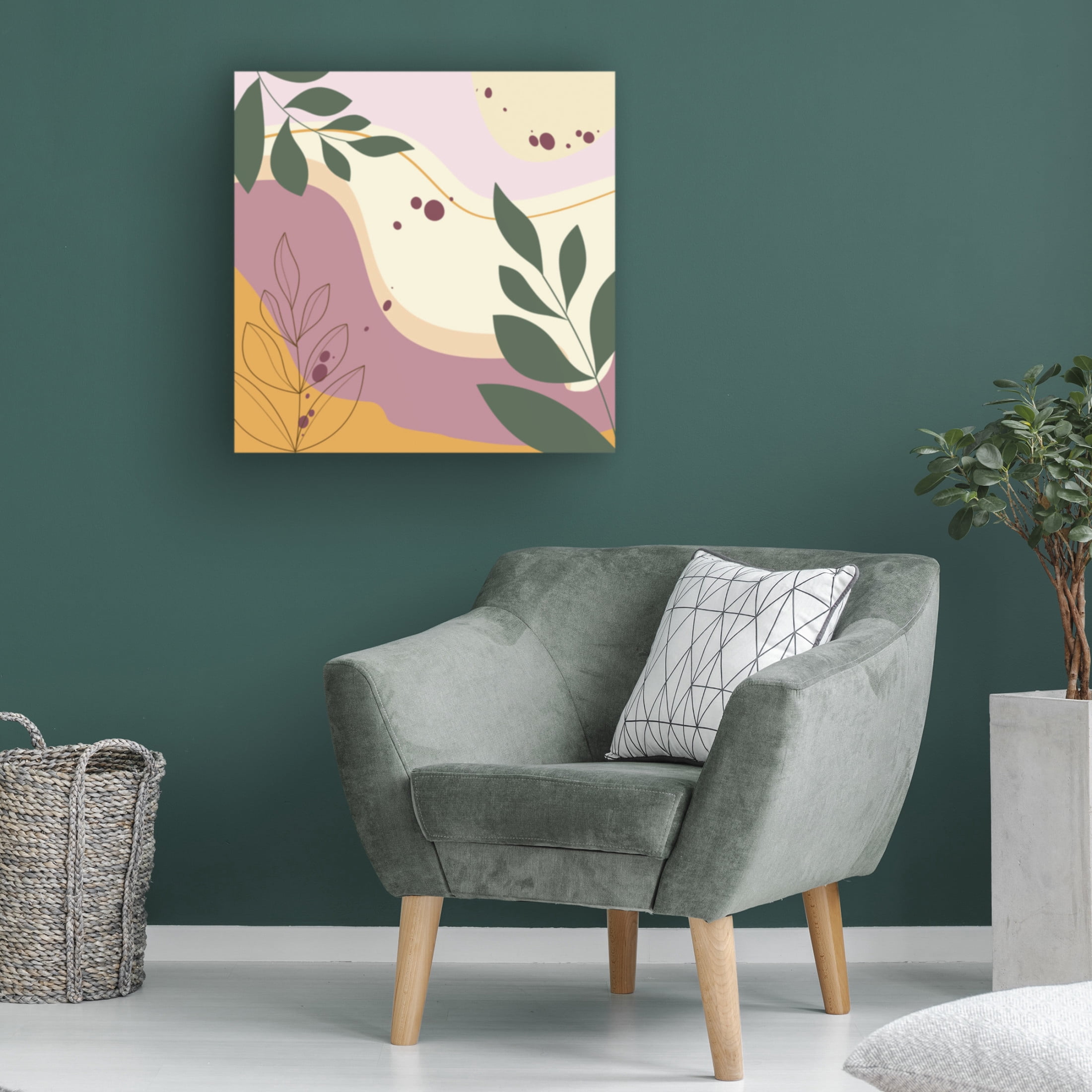 Canvas Wall Art - Jean Plout 'Abstract Botanical Garden A' Wall Art for Living Room, Bedroom, or Office Décor by Trademark Fine Art - 35 x 35 Inches