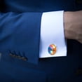 thumbnail image 4 of Tie Dyeing Silver Jewelry Men Cufflinks Set Suitable for Formal Attire Made of Stainless Steel for Business Meetings or Weddings, 4 of 6