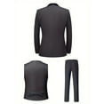 thumbnail image 3 of Wedding Guest Suits For Men 3pcs Outfit Set, Men'S Long Sleeve One Button Shawl Collar Jacket, Grey, With Pockets & Slim Fit Pants Set, Wedding Banquet, 3 of 6
